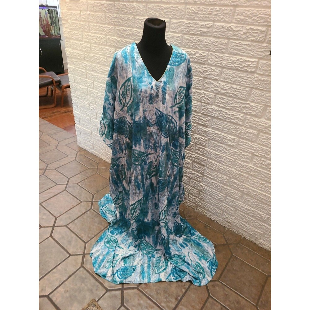 Satin Caftan Dress One Size S M Freesize Sante Patio Maxi Kaftan Vintage Muumuu